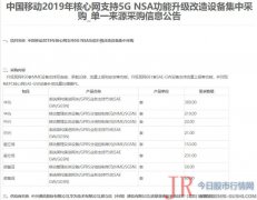 中挪动公布核心网5G大单 华为中兴爱立信诺基亚中标