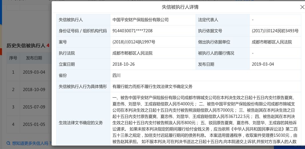  只管险企存在失信记录