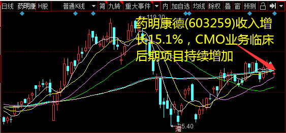 药明康德(603259)收入增长15.1%，CMO业务临床后期项目连续增多