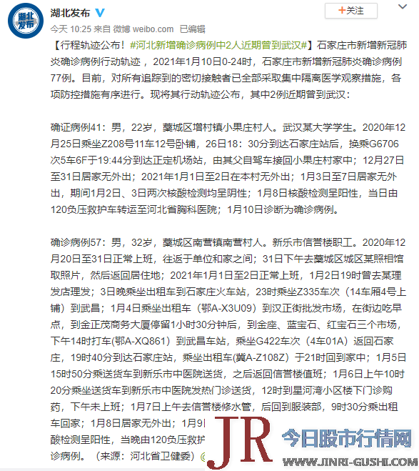 河北新增确诊病例中2人近期曾到武汉，武汉启动紧急排查！
