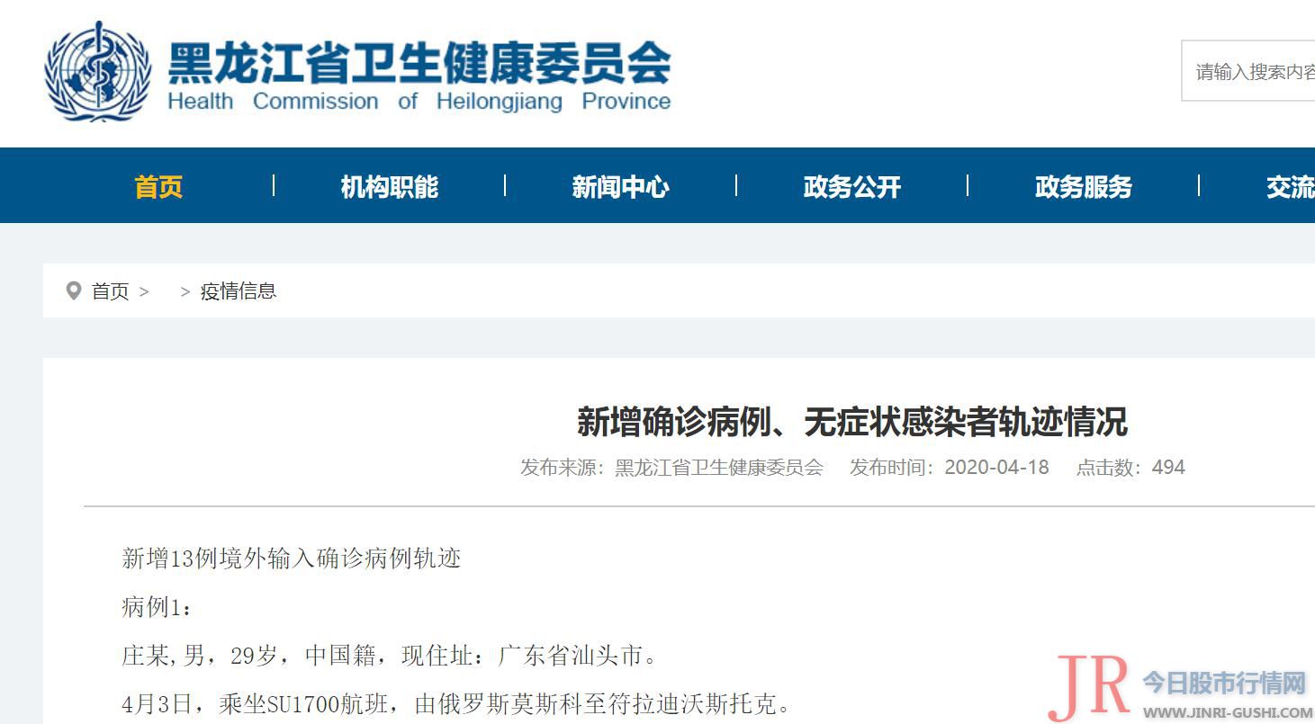 黑龙江：新增13例境外输入确诊病例均无中国境内密切接触者