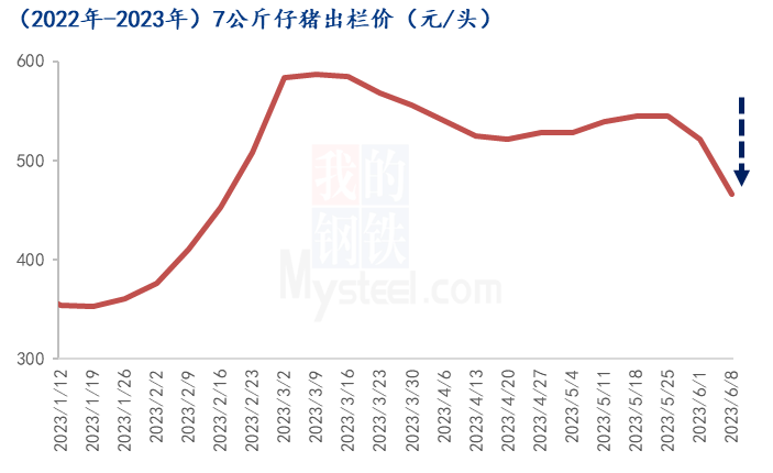 进入6月份养殖端吃亏仍达190元/头高下