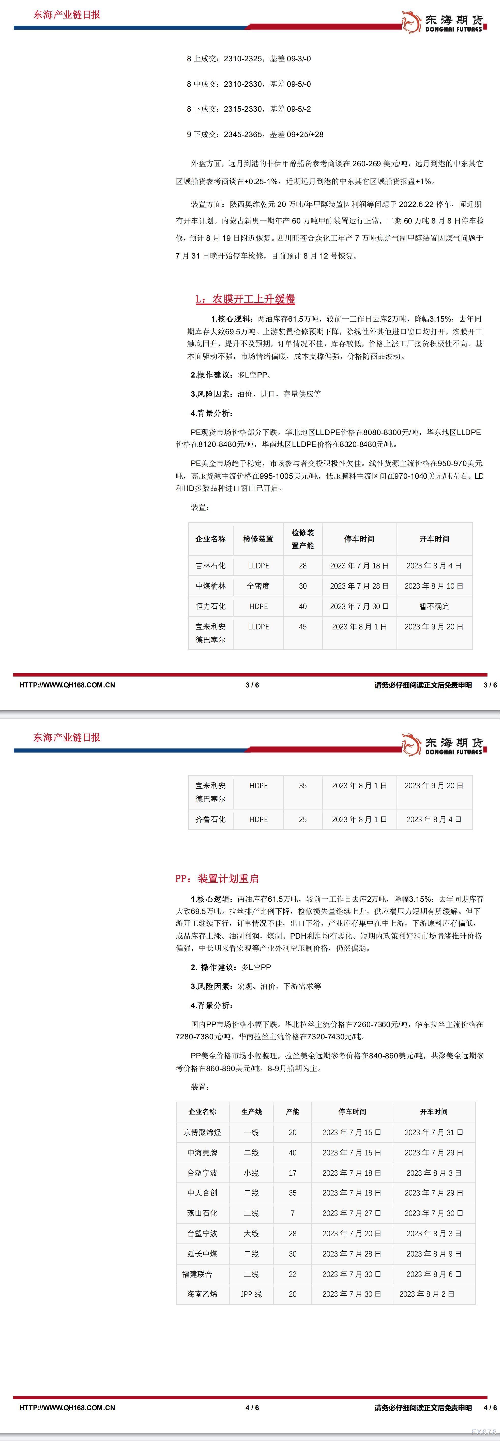 累库风险连续 甲醇：MTO投产在即